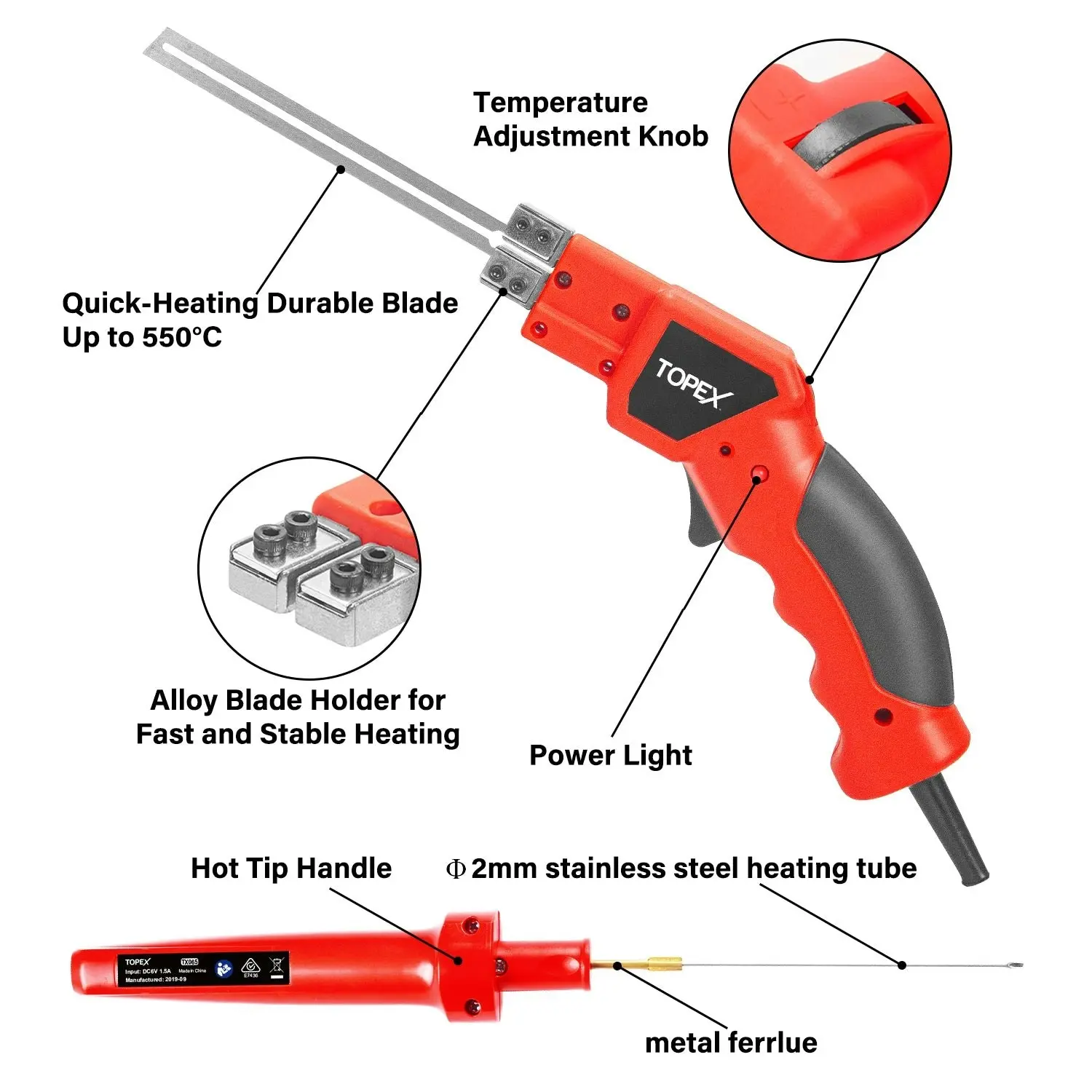 Topex 9.6W & Heavy Duty Foam Cutter Set