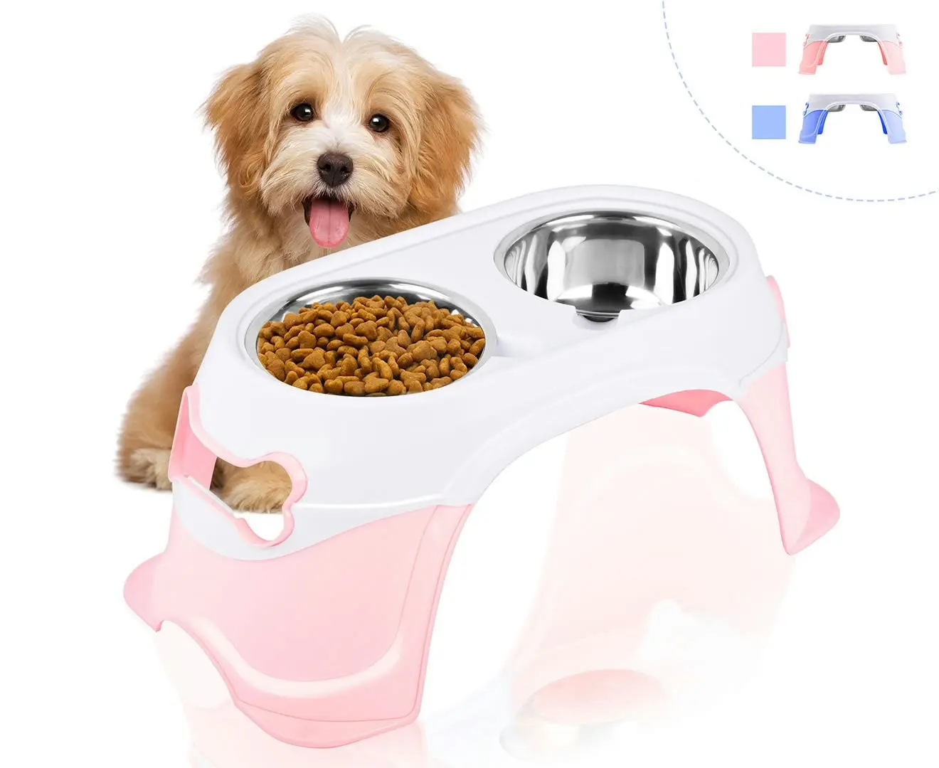 truepal Dual Elevated Raised Pet Dog Puppy Feeder Bowl Stainless Steel Food Water Stand