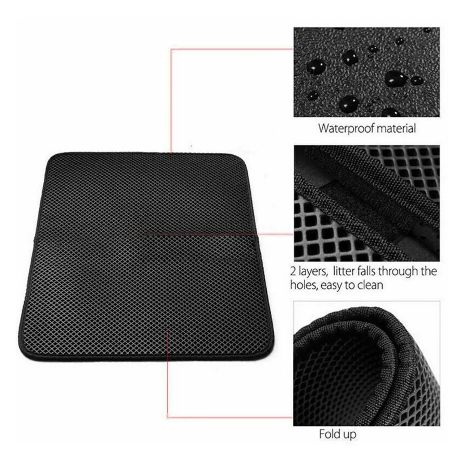 truepal 75 x 55cm Waterproof Double-Layer Cat Litter Mat Trapper Foldable Pad Pet Rug