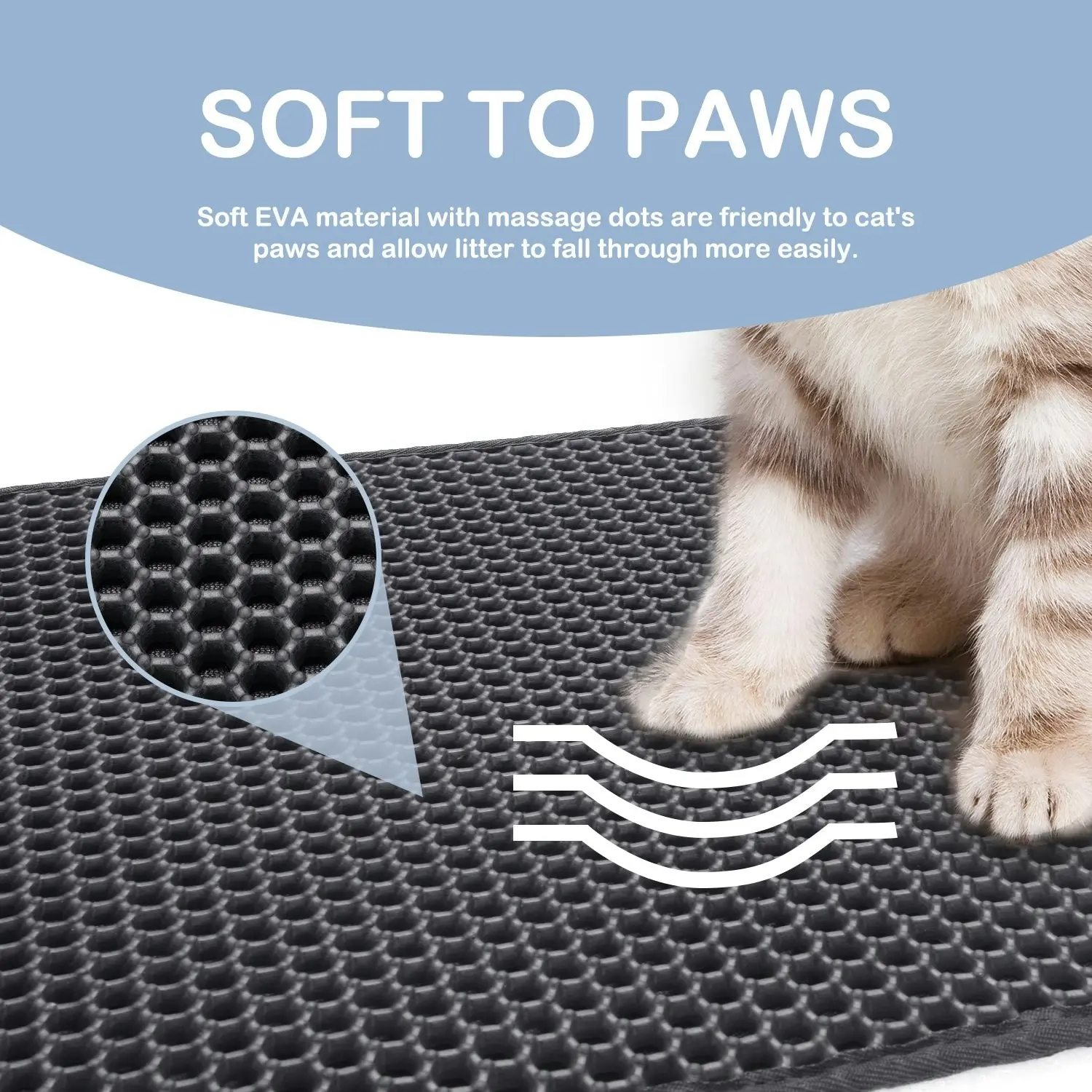 truepal Double-Layer Cat Litter Mat 65 x 45cm Waterproof Trapper Foldable Pad Pet Rug