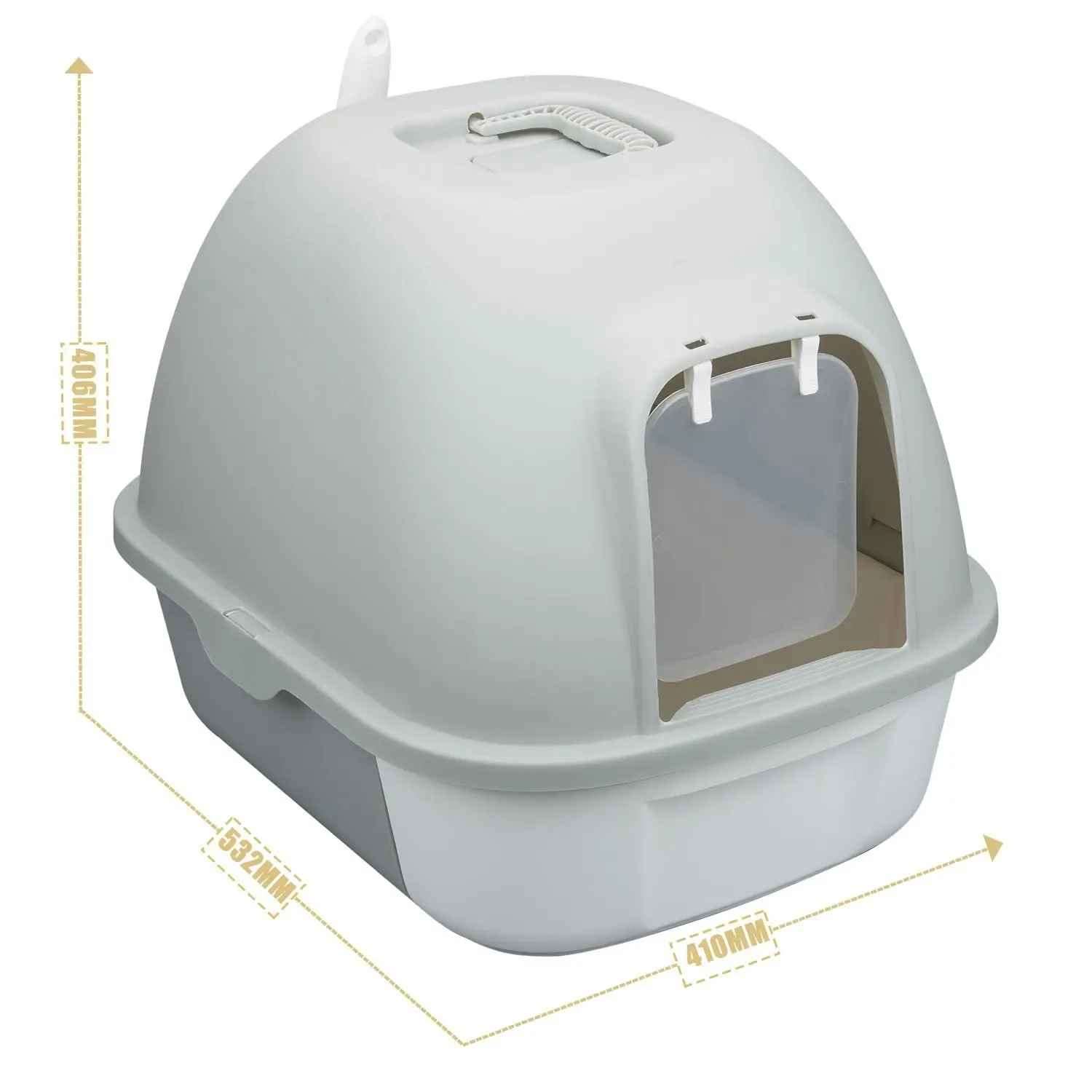 truepal Cat Litter Box Front Entry With Lid Fully Enclosed, Anti-splashing Kitty Pet Toliet Box With Scoop,532x410x406mm,Grey