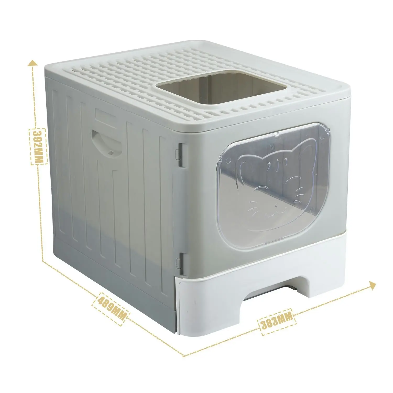 truepal Cat Litter Box/Basin Pet Toilet Anti-splashing Top Exit Cat Box With Scoop Grey