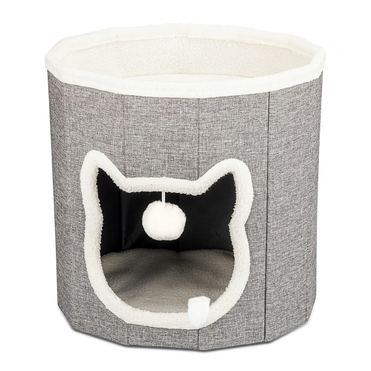 truepal Foldable Cat House Cat Cave Calming Cat Bed for Indoor Cats Washable Cat Condo with Hanging Toy Anti-tip Reinforced Design Suitable for Cats & Kittens