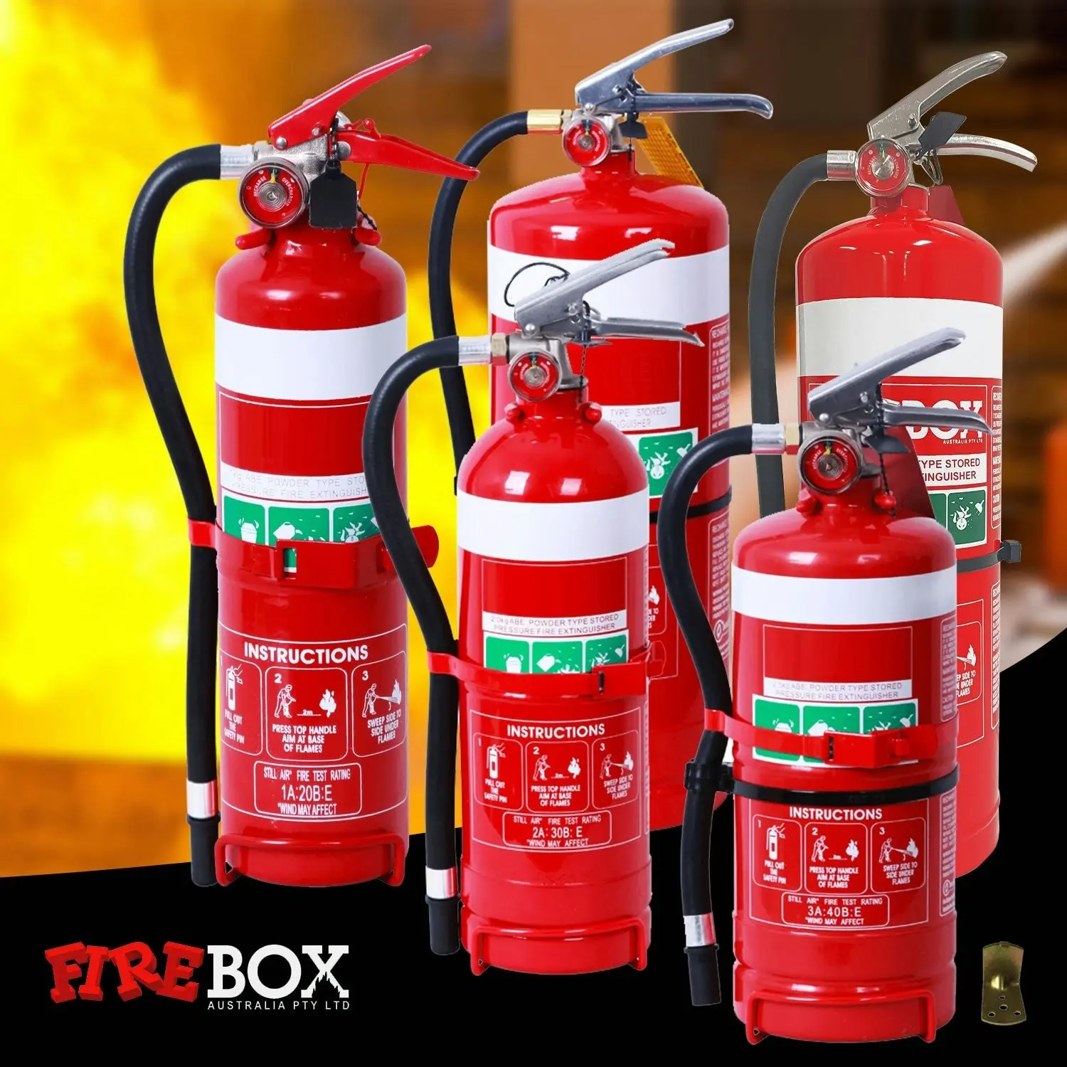 FIREBOX 9.0KG Mounting Bracket ABE High Pressure Dry Powder Fire Extinguisher