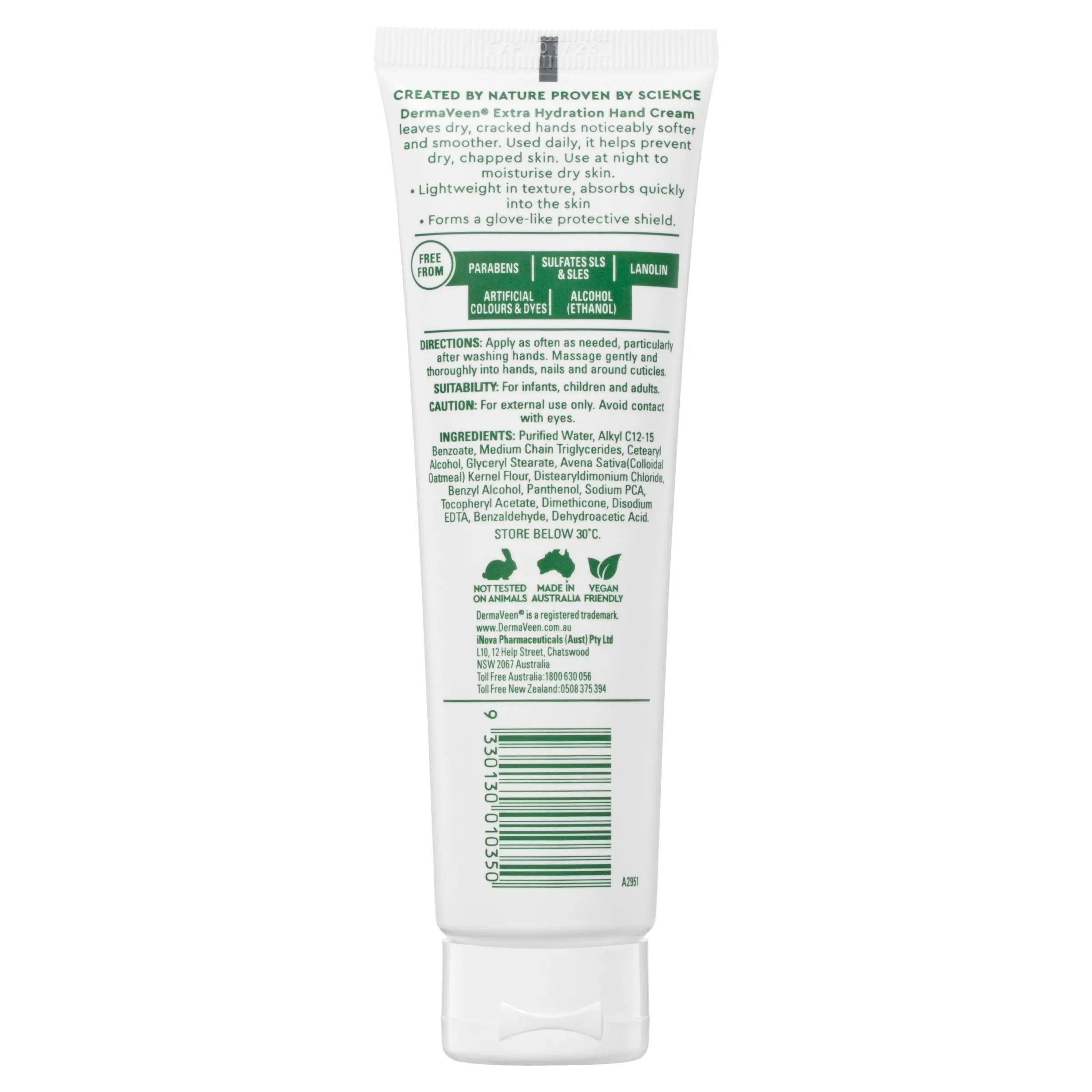 DermaVeen Extra Hydration Hand Cream for Extra Dry, Itchy & Sensitive Skin 100g