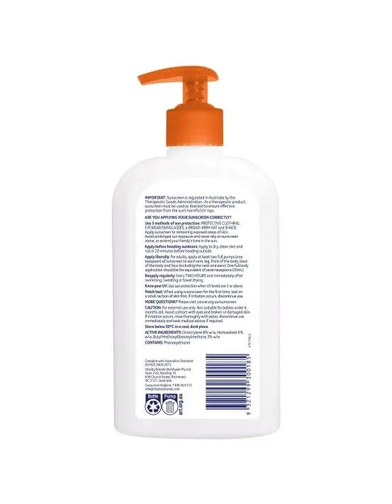 Cancer Council SPF 50+ Everyday Value Sunscreen 500ml