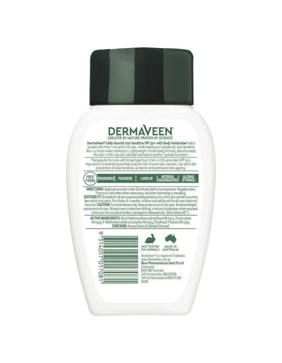 DermaVeen Sensitive Sun Face & Body Moisturiser SPF50+ 250g