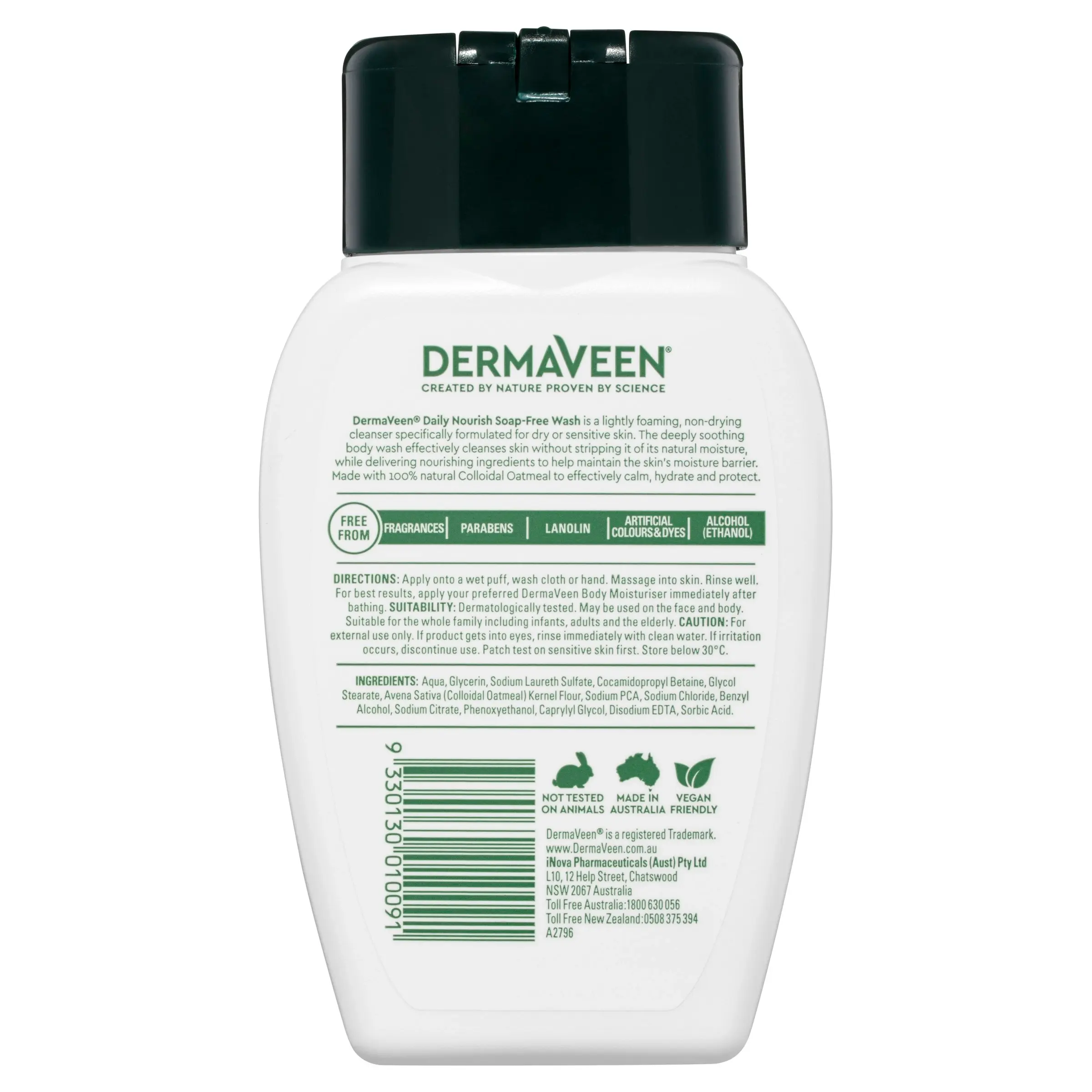 DermaVeen Daily Nourish Soap-Free Wash for Dry & Sensitive Skin 250mL