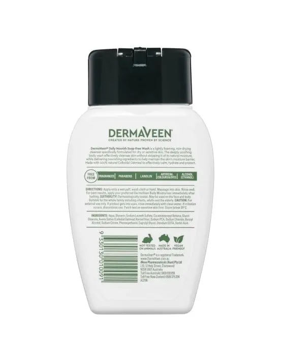 DermaVeen Daily Nourish Soap-Free Wash for Dry & Sensitive Skin 250mL