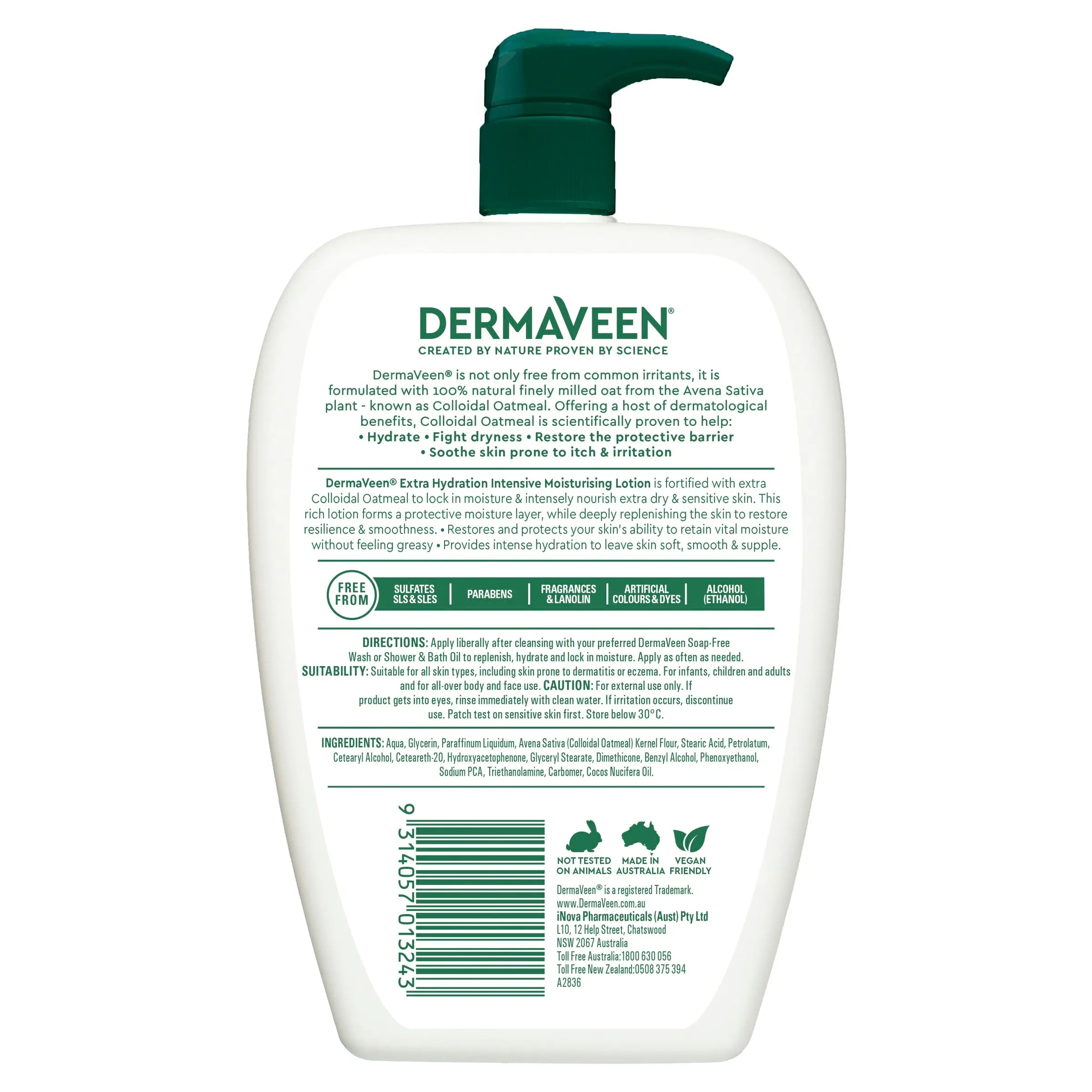 DermaVeen Extra Hydration Intensive Moisturising Lotion for Extra Dry, Itchy & Sensitive Skin 500mL