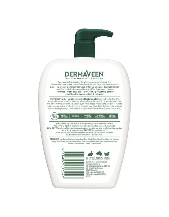 DermaVeen Extra Hydration Intensive Moisturising Lotion for Extra Dry, Itchy & Sensitive Skin 500mL