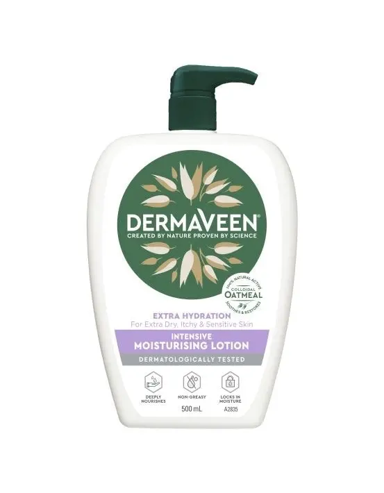 DermaVeen Extra Hydration Intensive Moisturising Lotion for Extra Dry, Itchy & Sensitive Skin 500mL