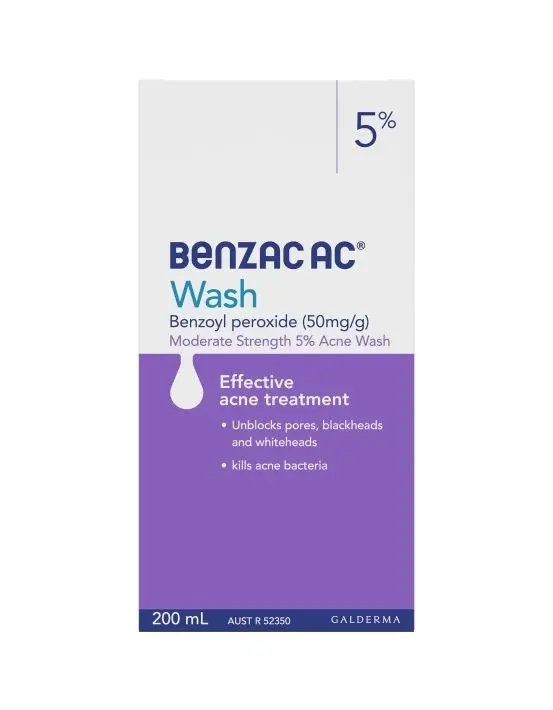 Benzac AC Moderate Strength 5% Acne Wash 200mL