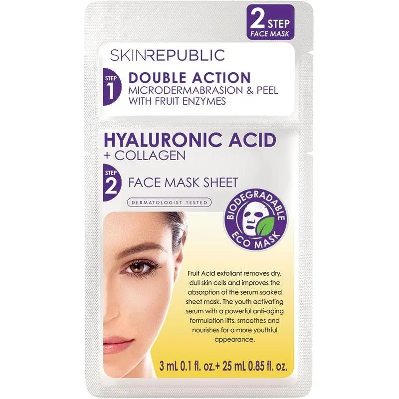 Skin Republic 2 Step Hyaluronic+Collagen Face Mask