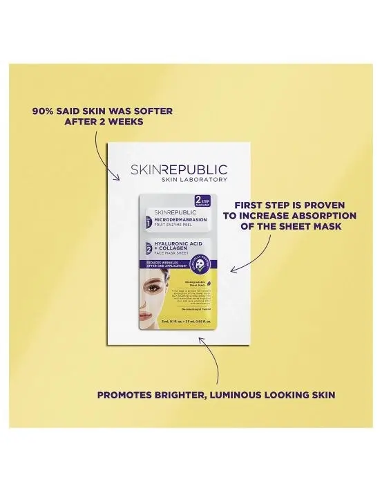 Skin Republic 2 Step Hyaluronic+Collagen Face Mask