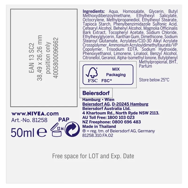 Nivea Daily Essentials Light Moisturising Day Cream SPF30+ 50mL