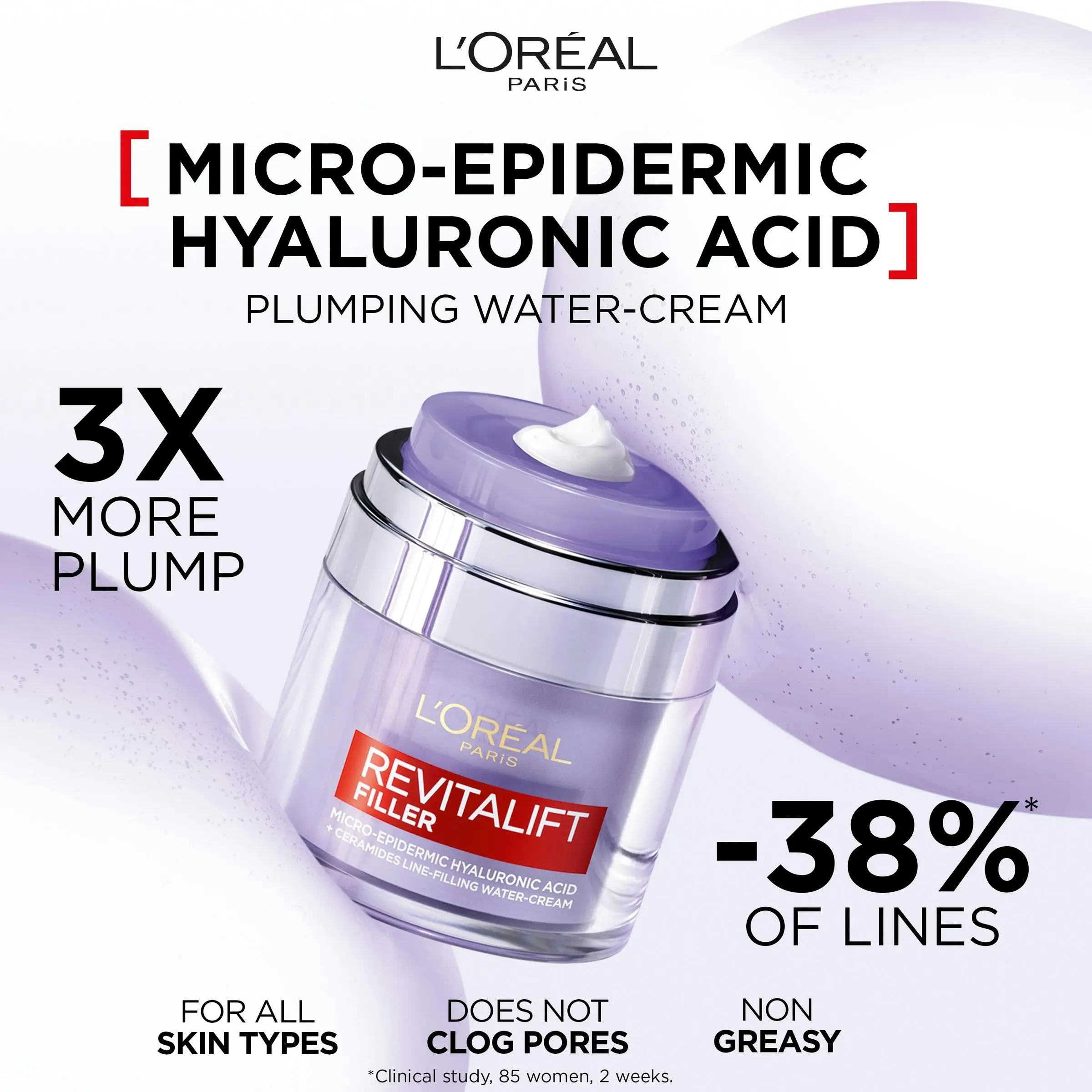 L'Oreal Revitalift Filler Plumping Water Cream Hyaluronic Acid 50ml