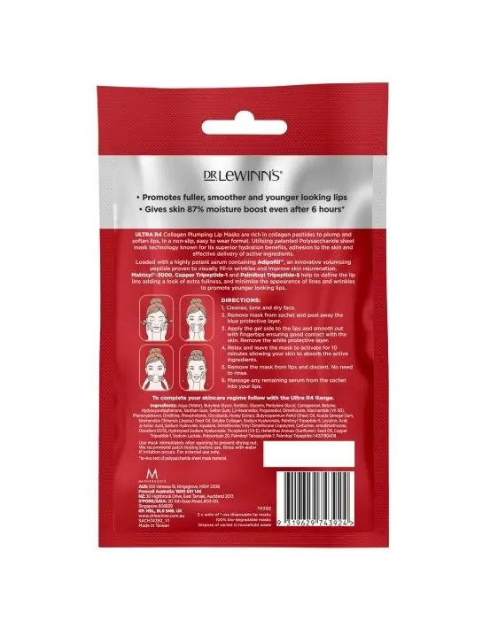 Dr. LeWinn's Ultra R4 Collagen Plumping Lip Masks 3 Pack