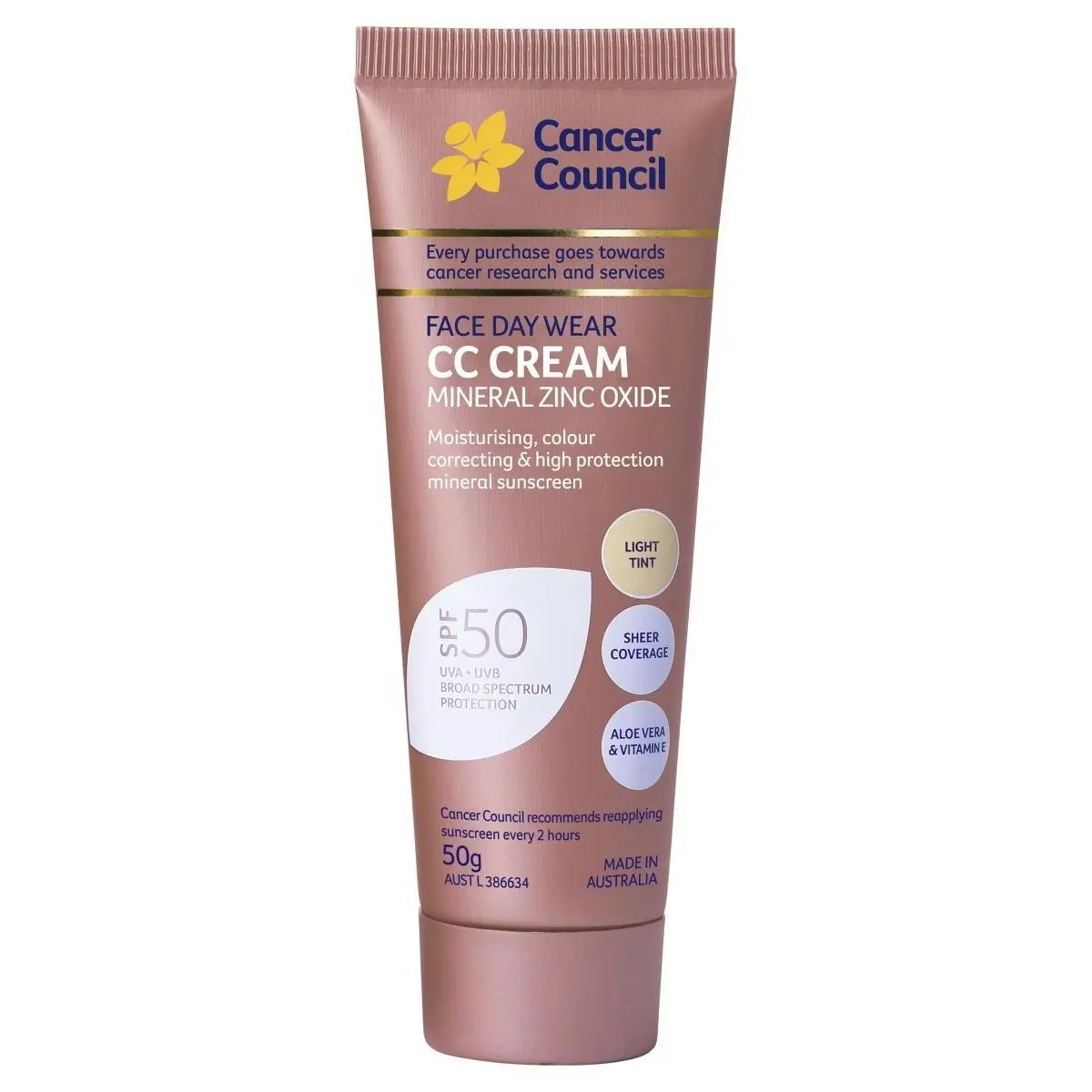 Cancer Council Face Day Wear CC Cream SPF50+ Light Tint 50g