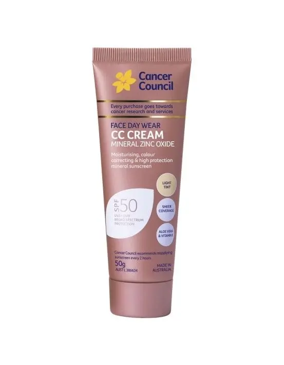 Cancer Council Face Day Wear CC Cream SPF50+ Light Tint 50g