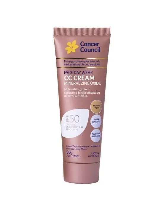 Cancer Council Face Day Wear CC Cream SPF50+ Medium Tint 50g