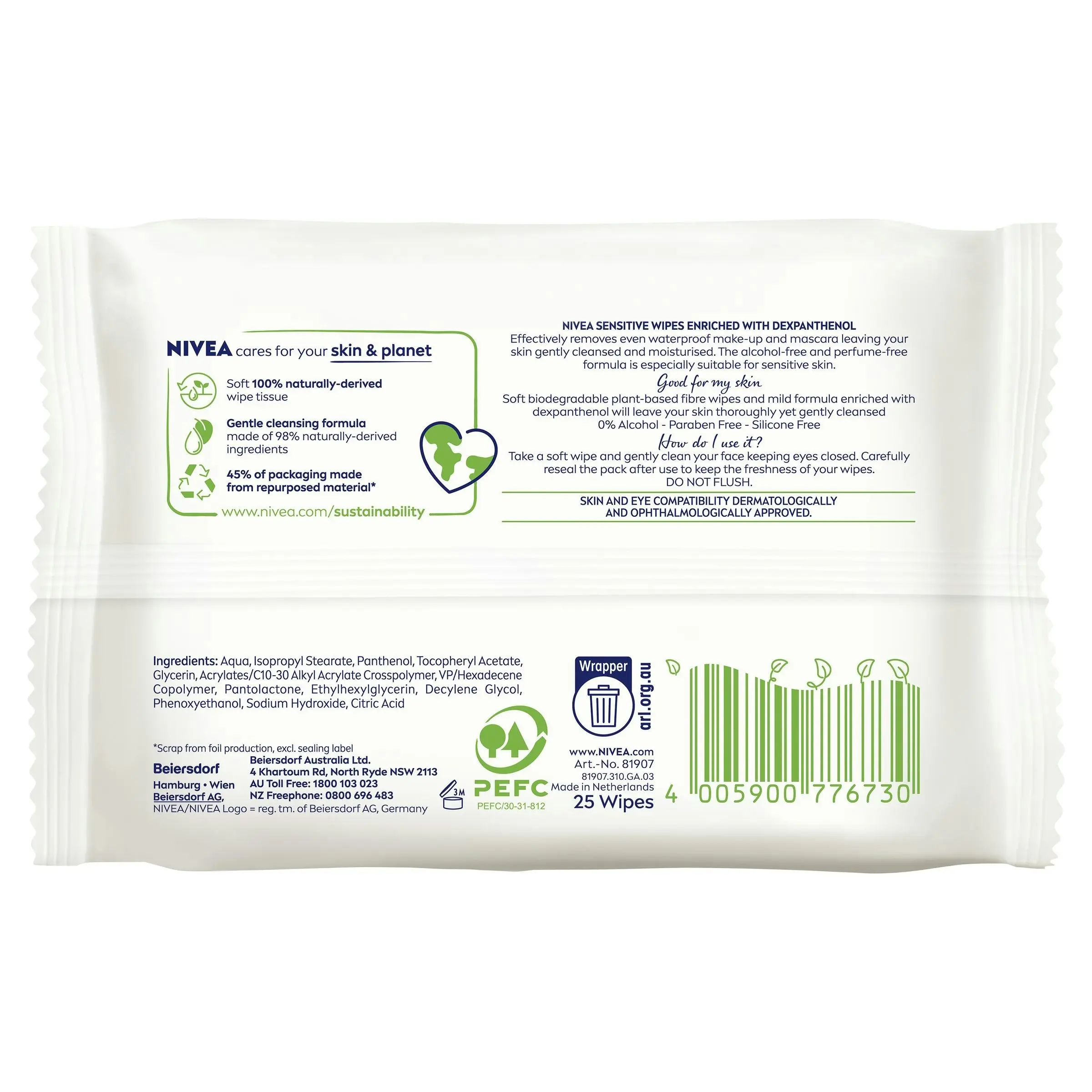 Nivea Sensitive Facial Cleansing Wipes 25