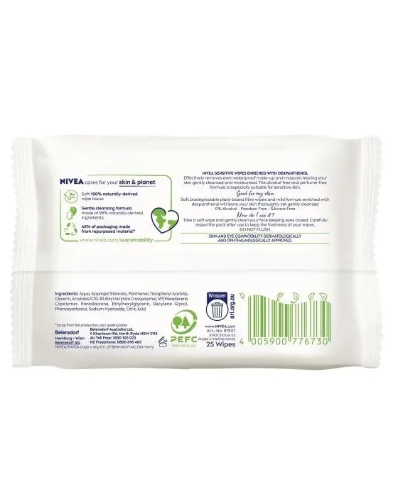 Nivea Sensitive Facial Cleansing Wipes 25