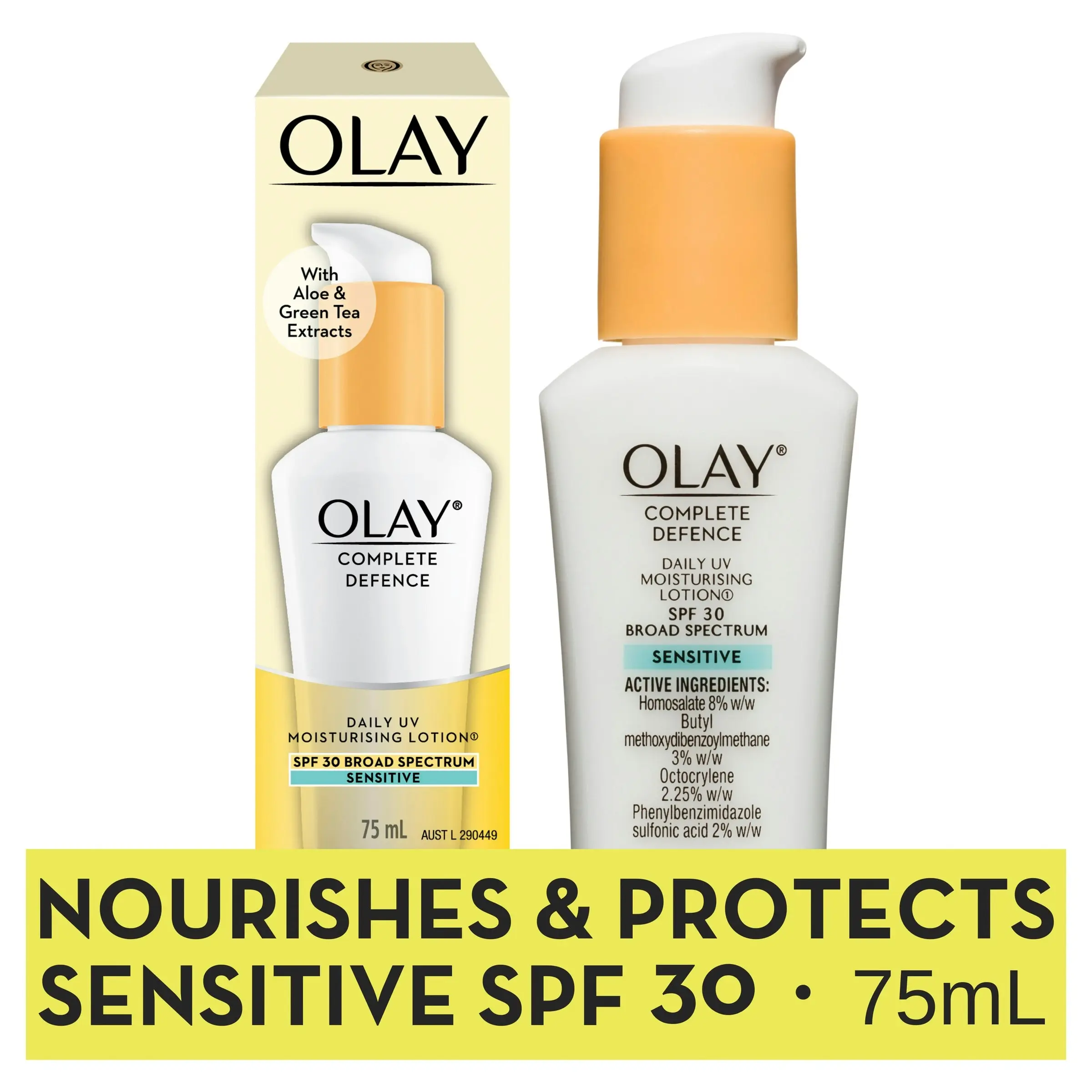 Olay Complete Defence Daily UV Moisturising Lotion Spf 30 Sensitive 75mL