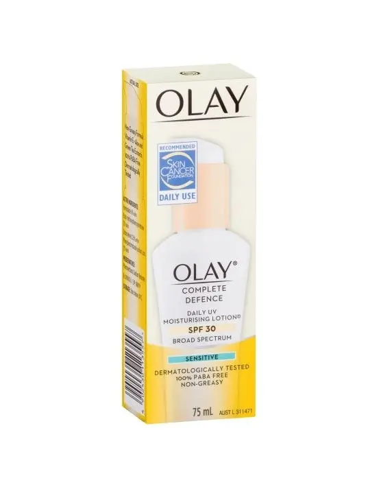 Olay Complete Defence Daily UV Moisturising Lotion Spf 30 Sensitive 75mL