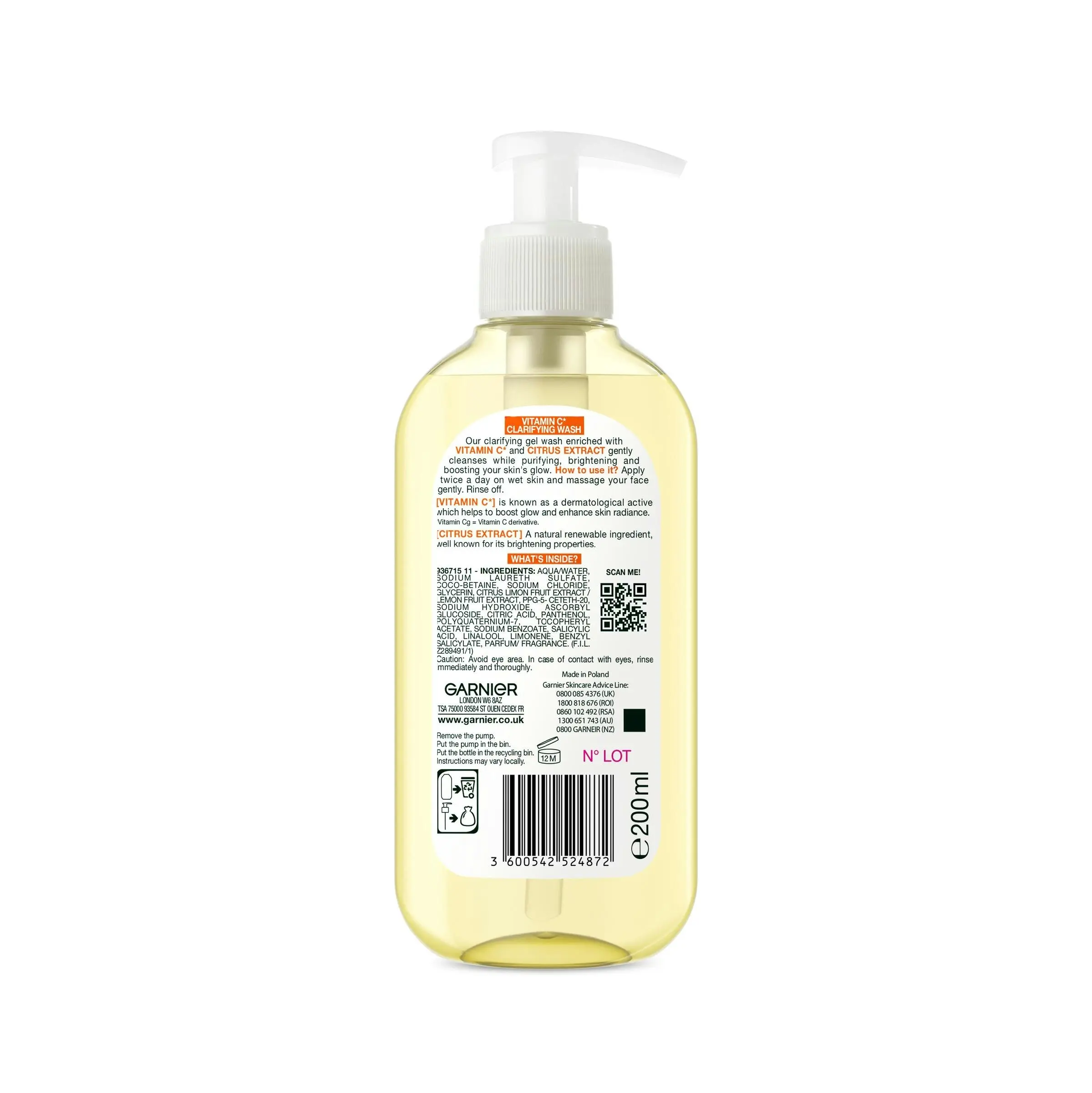 Garnier Skin Active Vitamin C Clarifying Wash 200ml