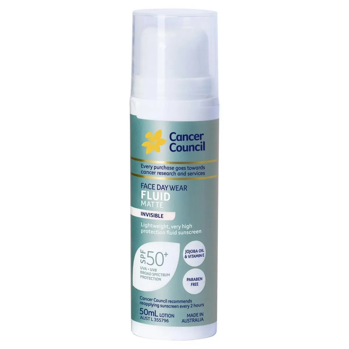 Cancer Council Day Wear Face Fluid Matte Invisible SPF50+ 50ml