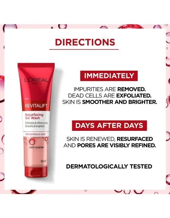 L'Oreal Revitalift Laser 3.5% Glycolic Acid Resurfacing Gel Wash 150ml