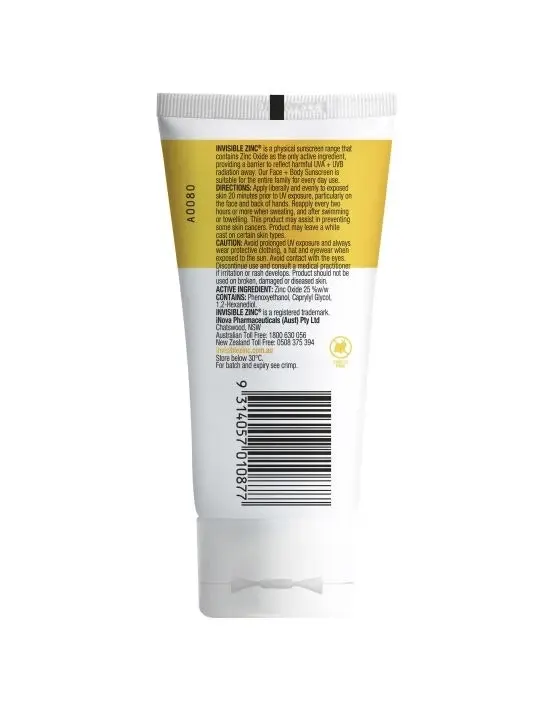 Invisible Zinc Face + Body Mineral Sunscreen SPF 50 75g