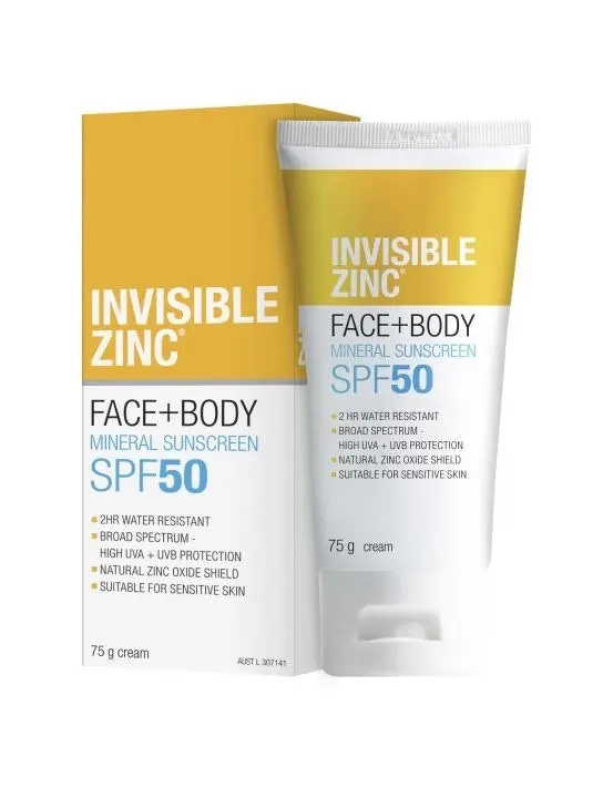 Invisible Zinc Face + Body Mineral Sunscreen SPF 50 75g