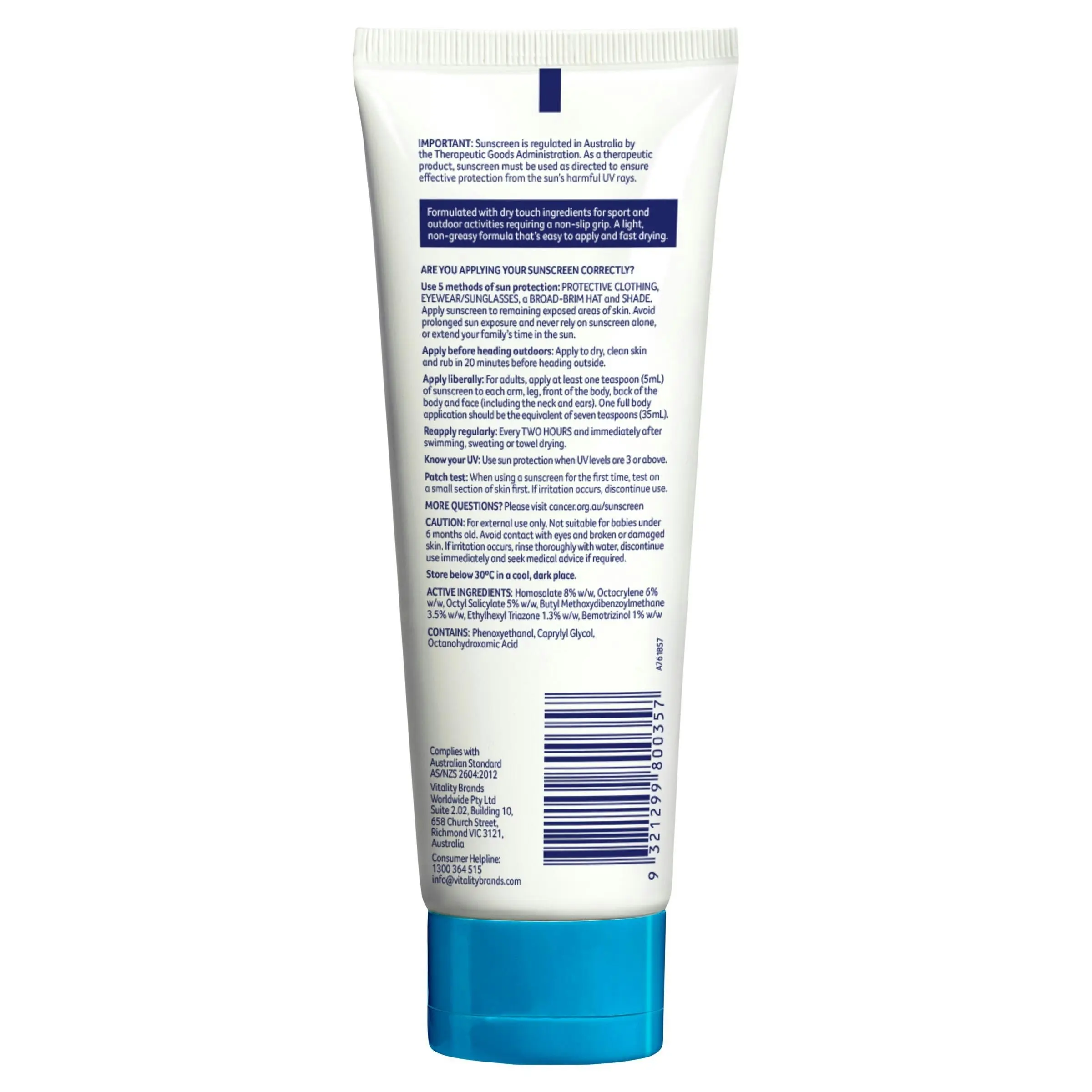 Cancer Council Sport Dry Touch Sunscreen SPF50+ 110ml