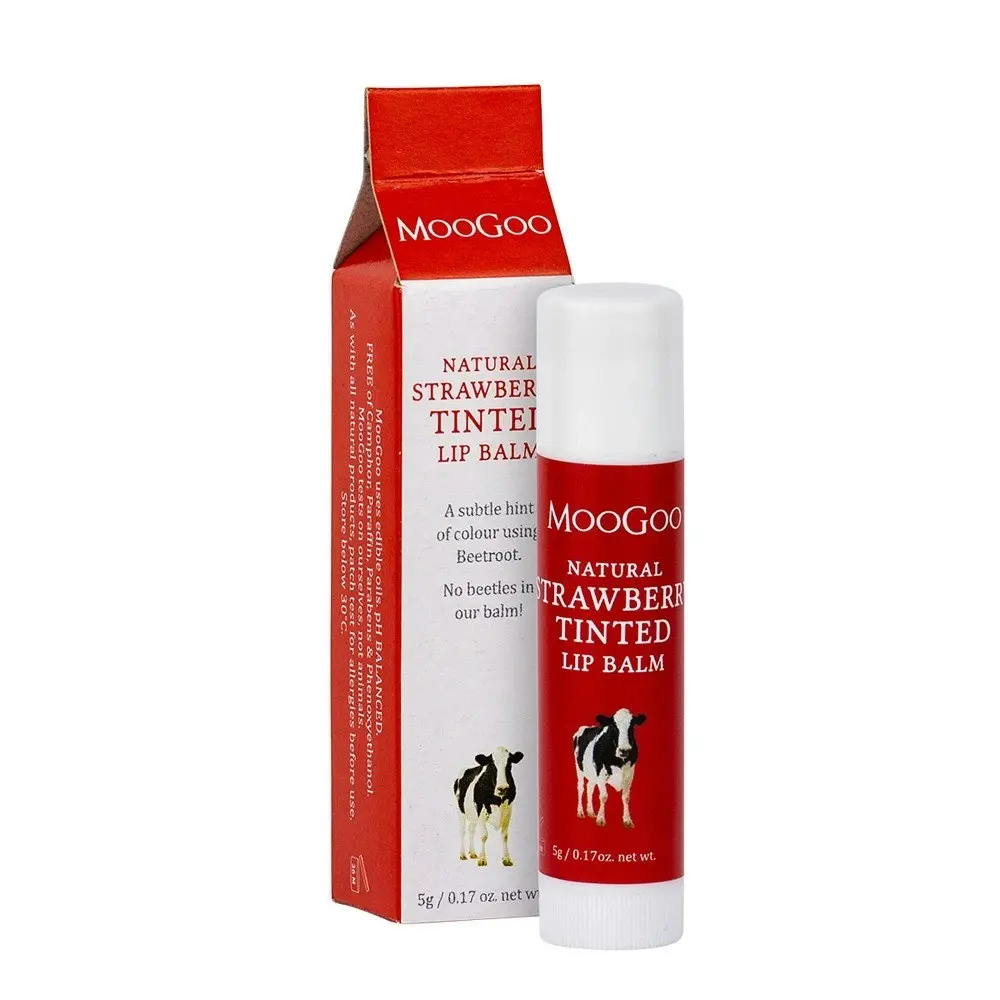 MOOGOO Natural Lip Balm Strawberry Tinted 5g