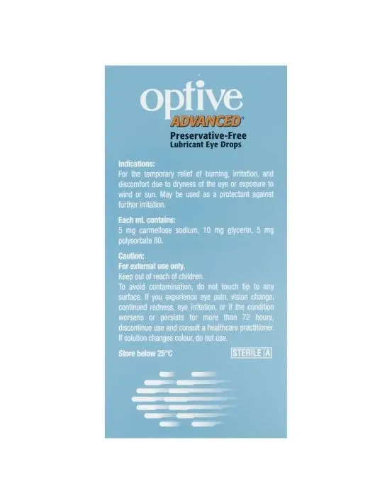 OPTIVE Advanced Lubricant Eye Drops 30 x 0.4mL