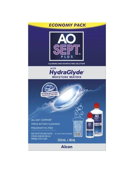 AoSept Plus Hydraglyde Economy Pack 360ml + 90ml