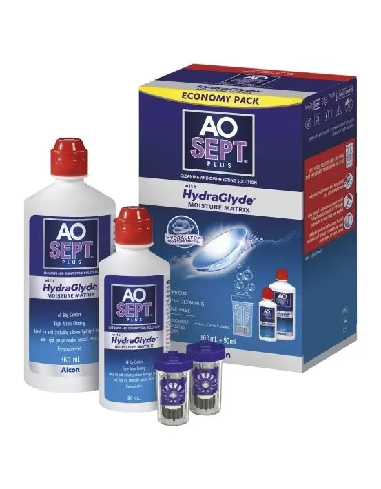 AoSept Plus Hydraglyde Economy Pack 360ml + 90ml