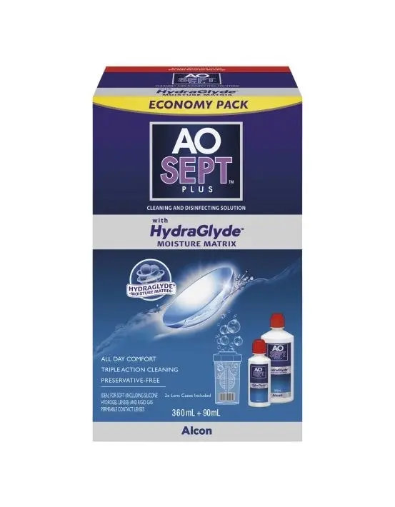 AoSept Plus Hydraglyde Economy Pack 360ml + 90ml