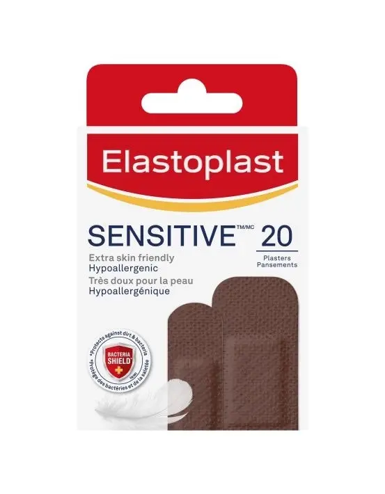 Elastoplast Sensitive Dark Skin Tone Plasters 20 Pack