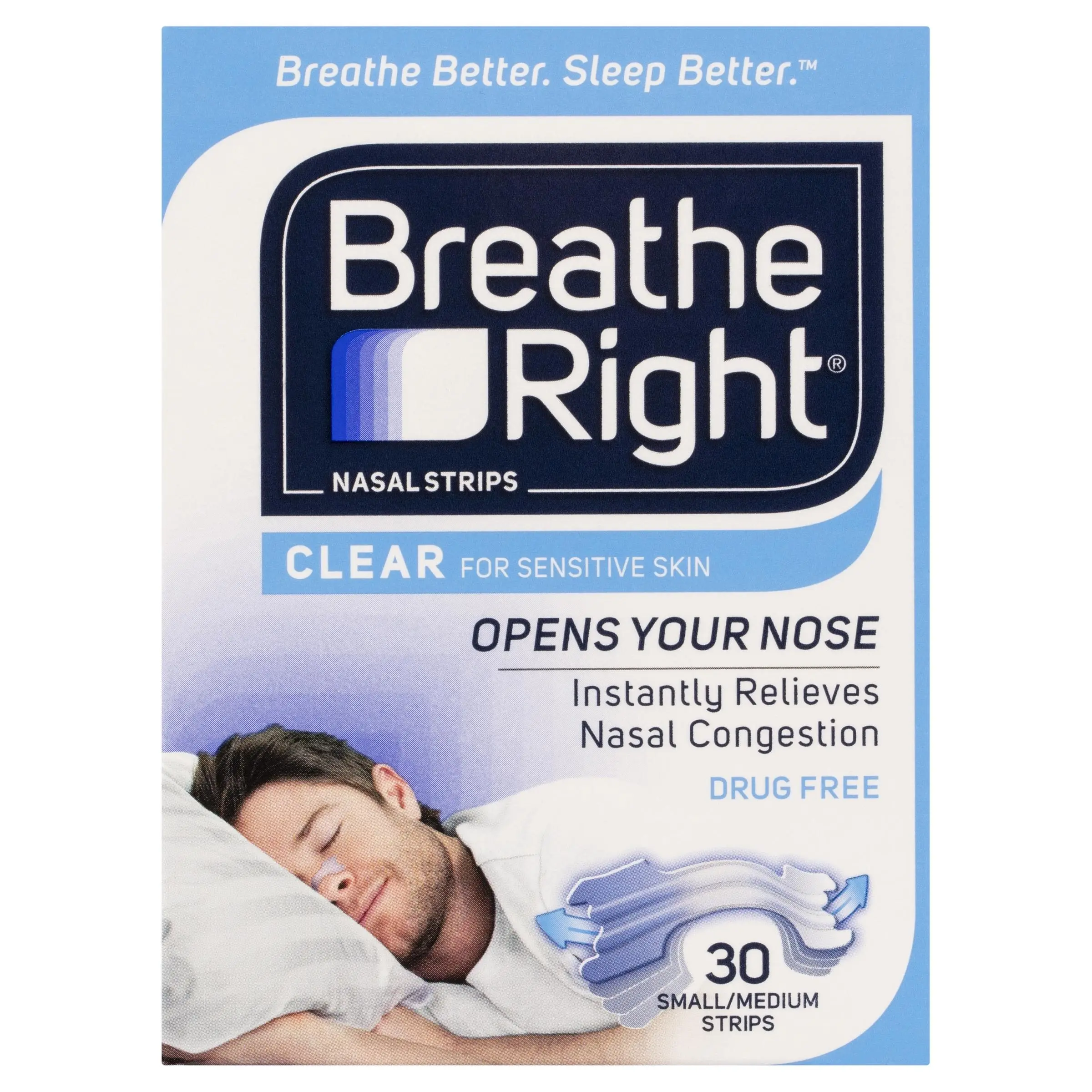 Breathe Right Nasal Strips Clear Regular 30 Strips