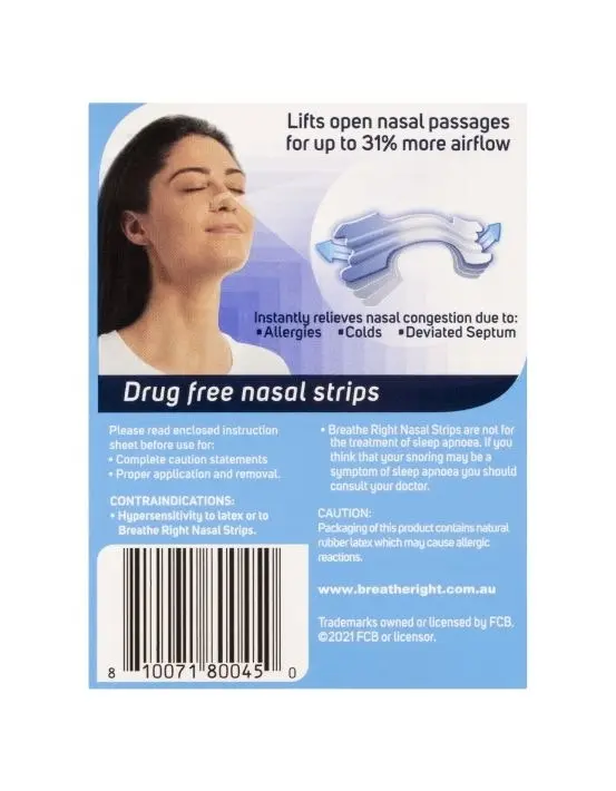 Breathe Right Nasal Strips Clear Regular 30 Strips