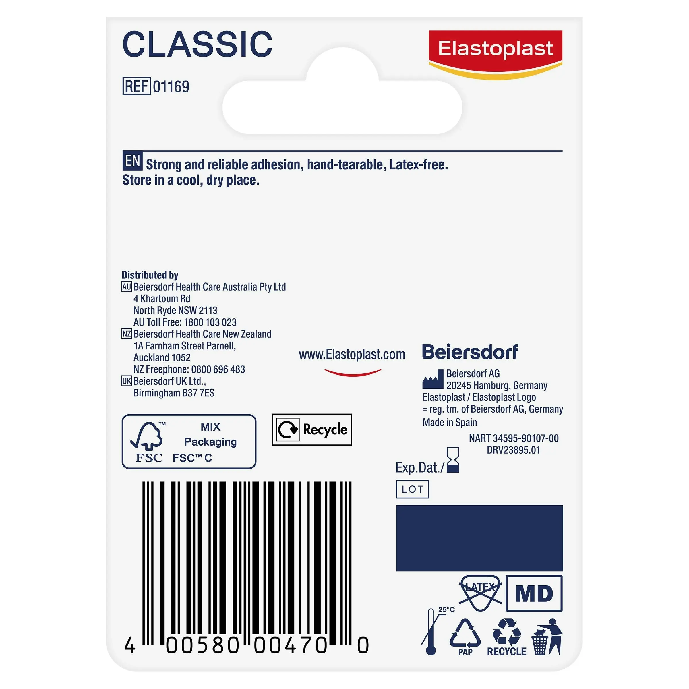 Elastoplast Classic Tape 2.5cm x 5m