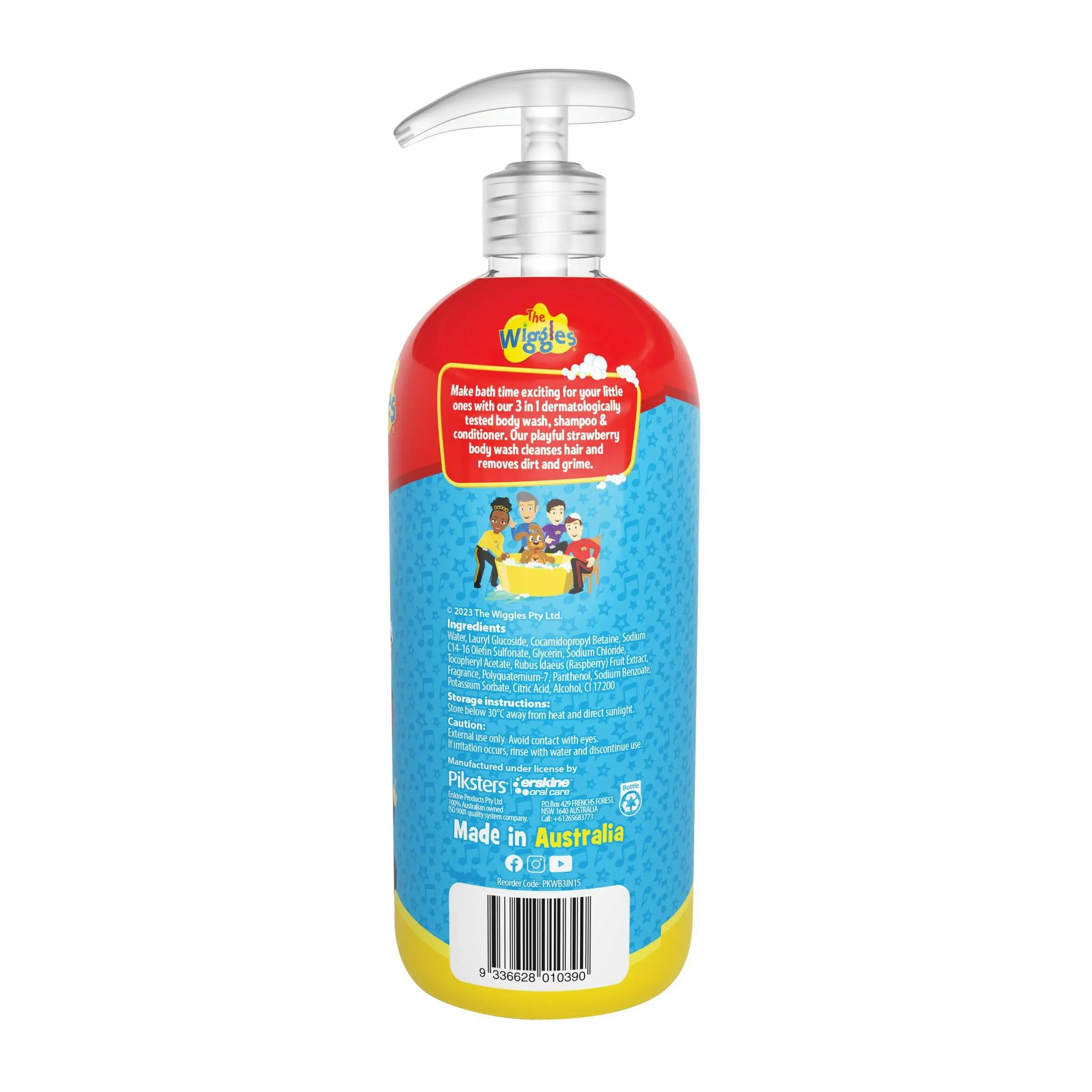 Piksters The Wiggles 3 in 1 Body Wash Strawberry 750ml