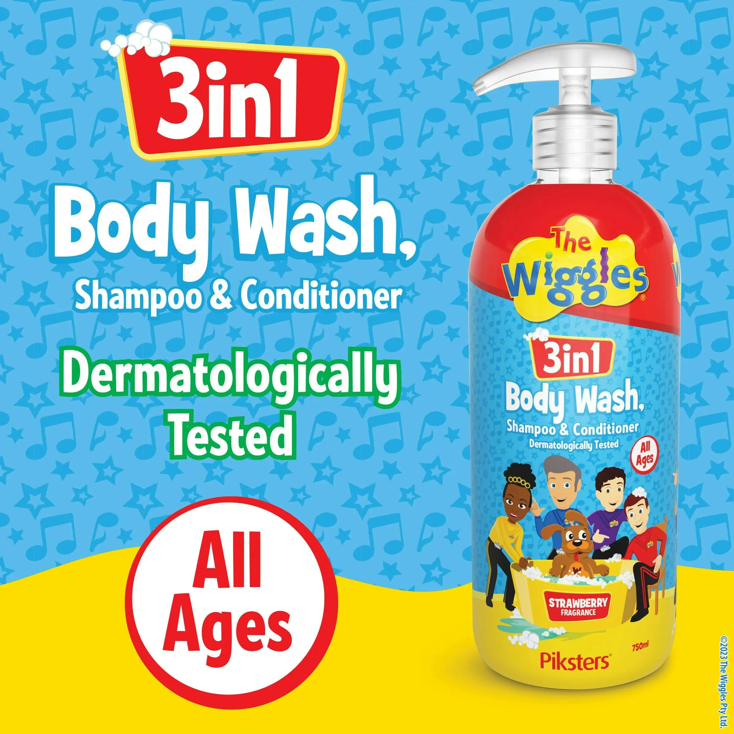 Piksters The Wiggles 3 in 1 Body Wash Strawberry 750ml