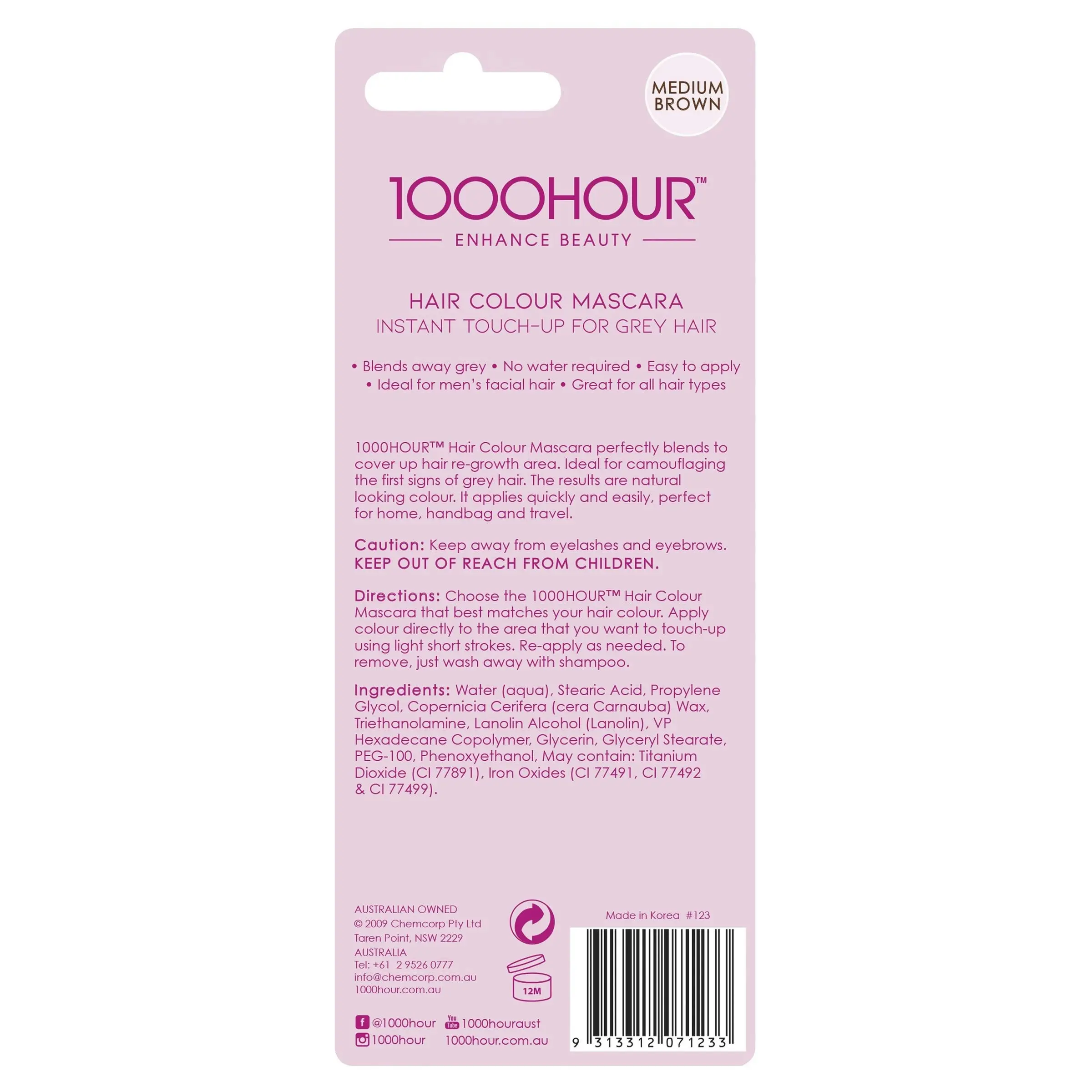 1000 Hour Hair Mascara Medium Brown