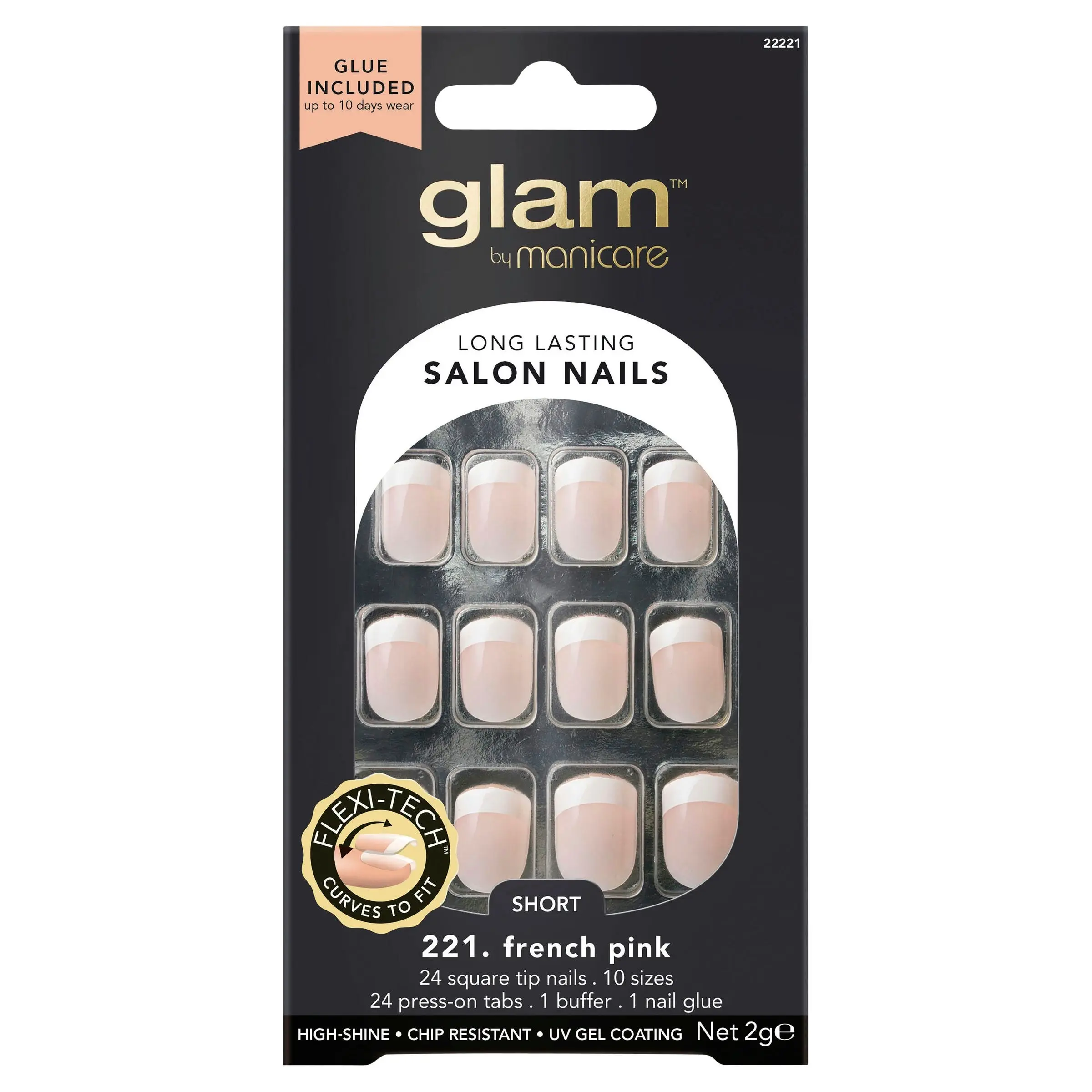 Glam by Manicare 221. French Pink Short Square Nails