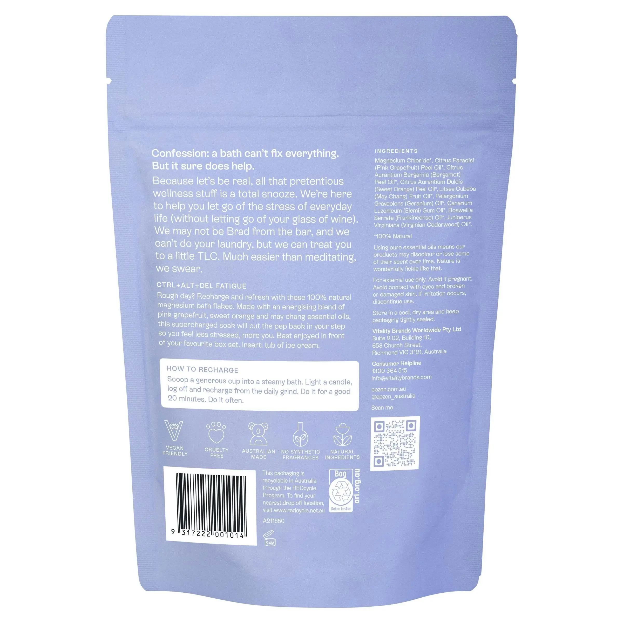 EpZen Magnesium Bath Flakes Recharge Soak 500g