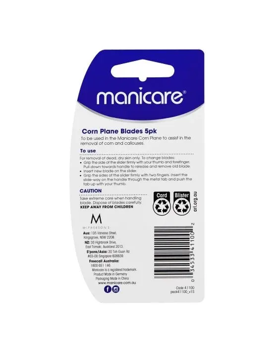 Manicare Corn Plane Replacement Blades 5 Pack